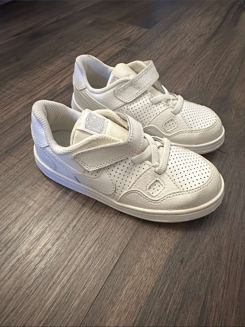Kids White Velcro Nike Air Force
